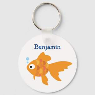 Friendly Gold Fish Illustration Keychain