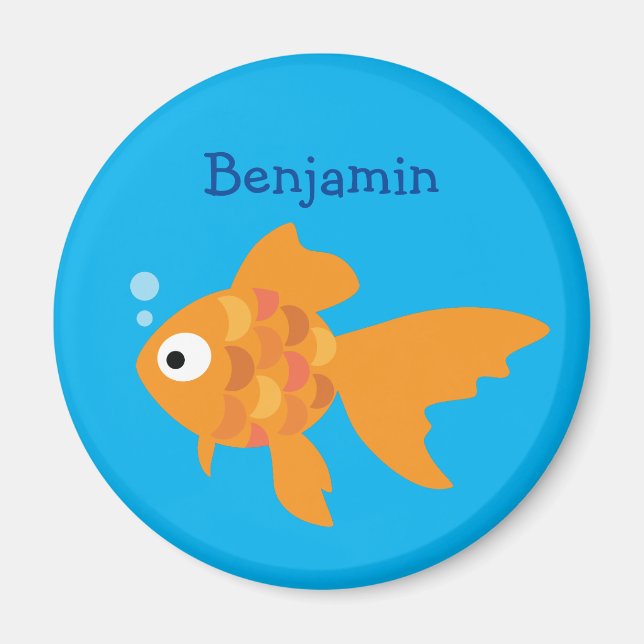 Friendly Gold Fish Illustration Magnet (Front)