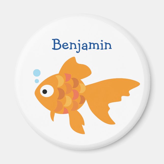 Friendly Gold Fish Illustration Magnet (Front)