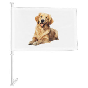 Friendly Golden Retriever Smile - Loyal Dog Portra Car Flag