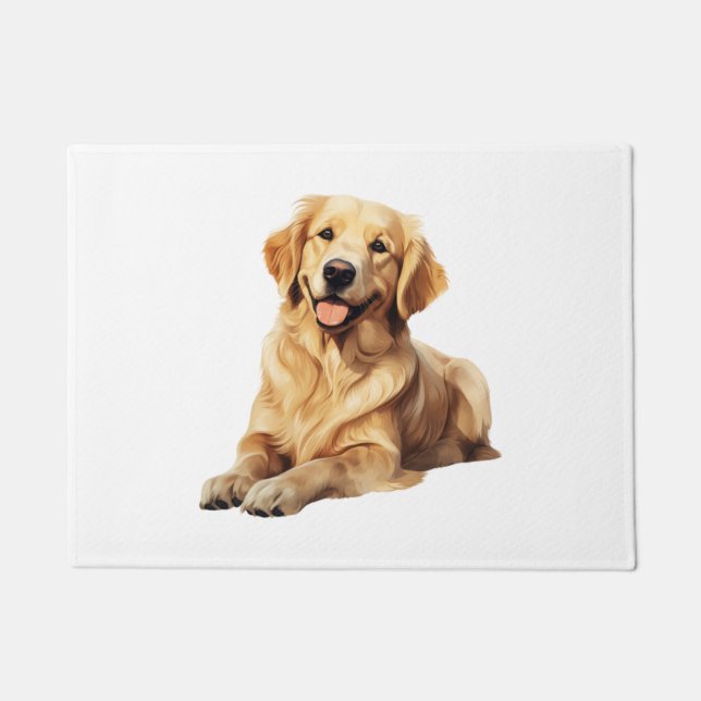 Friendly Golden Retriever Smile - Loyal Dog Portra Doormat (Front)