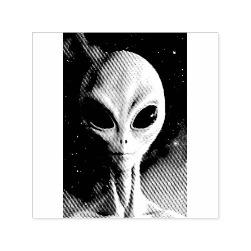 Friendly Gray Alien Self_inking Stamp