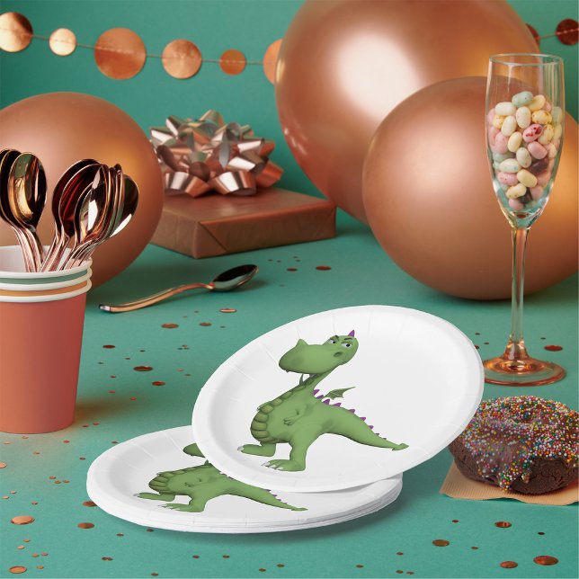 Friendly Green Dinosaur Paper Plates (Creator Uploaded)