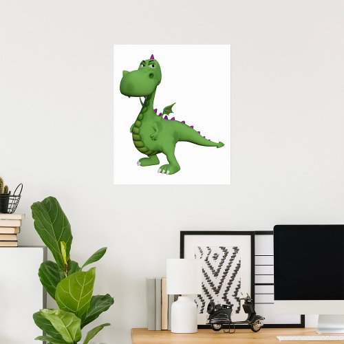 Friendly Green Dinosaur Poster