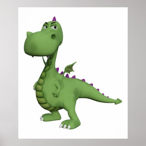 Friendly Green Dinosaur Poster