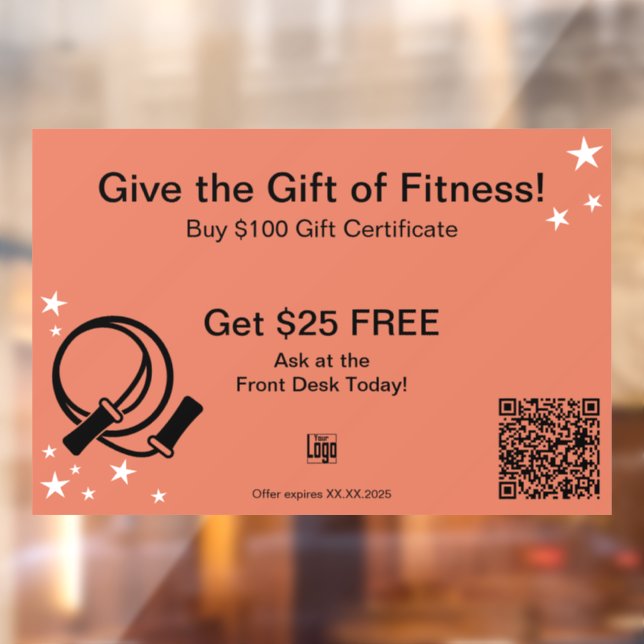 Friendly Gym Christmas Gift Certificate Promotion Window Cling (Sheet 2)