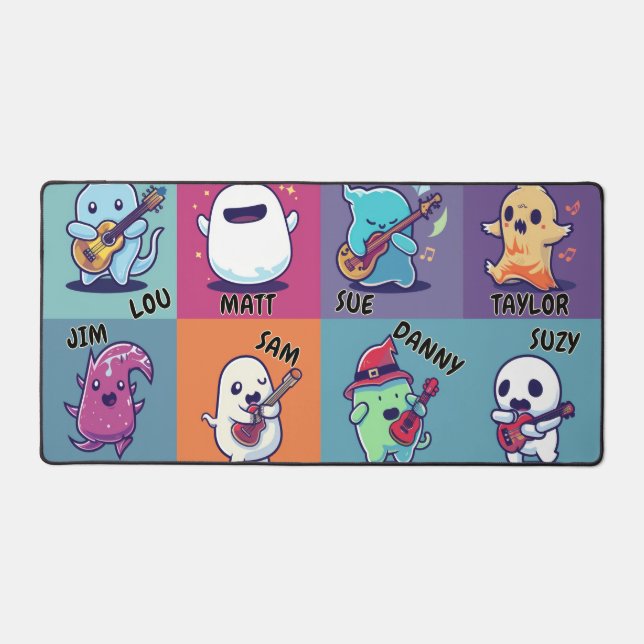 Friendly Halloween Ghosts Desk Mat (Front)