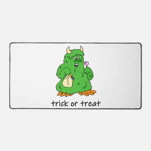 Friendly Halloween Trick Or Treat Green Monster Desk Mat