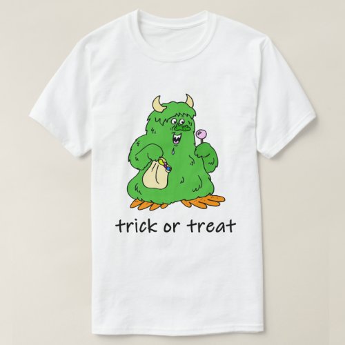 Friendly Halloween Trick Or Treat Green Monster T_Shirt