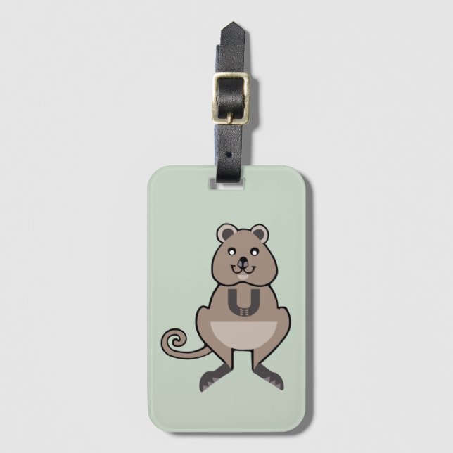 Friendly, happy  graphic QUOKKA- luggage tag (Front Vertical)