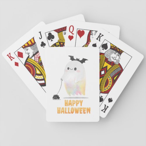 friendly Happy Halloween Ghost Walking Spider Poker Cards