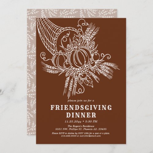 Friendly Harvest Friendsgiving Party Thanksgiving Invitation
