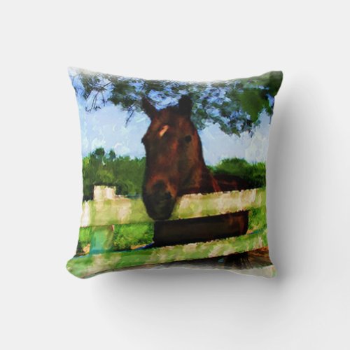 Friendly Horse Throw Pillow