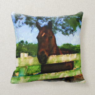 Friendly Horse Throw Pillow