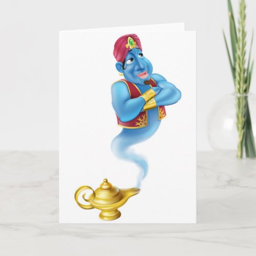 Friendly Jinn or genie and magic oil lamp Card