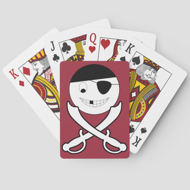 Friendly Jolly Roger Pirate Poker Cards (Back)