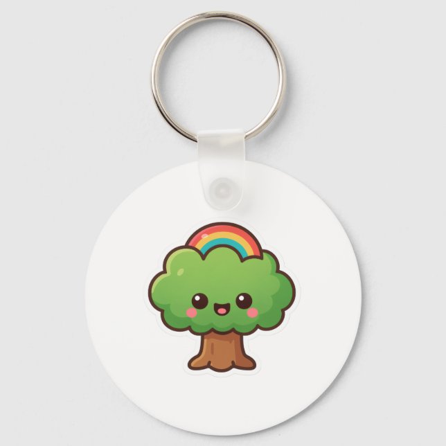 Friendly Kawaii Tree Keychain (Front)