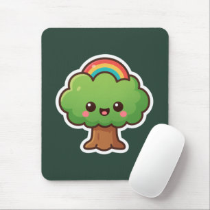 Friendly Kawaii Tree Mouse Pad