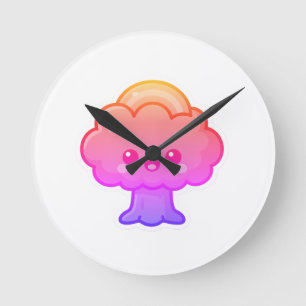 Friendly Kawaii Tree Round Clock