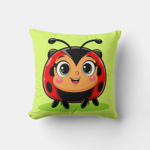 🐞 Friendly Ladybug Character Decor For Kids Space Throw Pillow