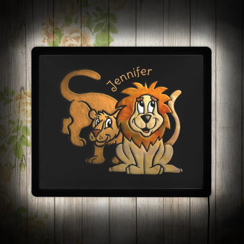 Friendly Lions To Light Up A Child's Room Led Sign by colorwash at Zazzle