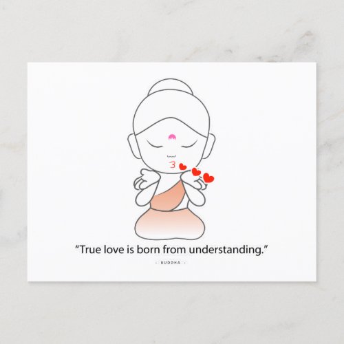 Friendly little Buddha showing love Announcement Postcard