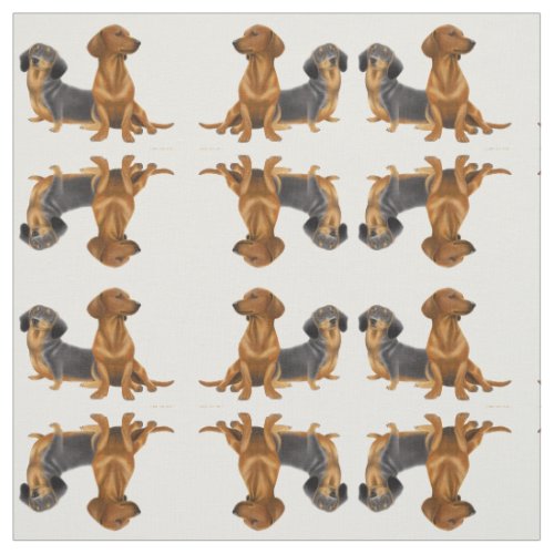 Friendly Little Dachshund Dogs Fabric