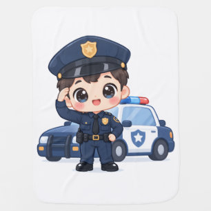 Friendly Little Officer Baby Blanket