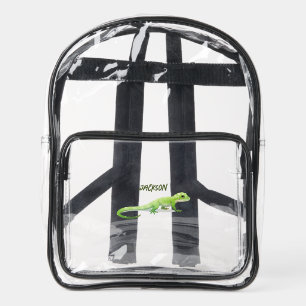 Friendly Lizard With Your Name Clear Backpack