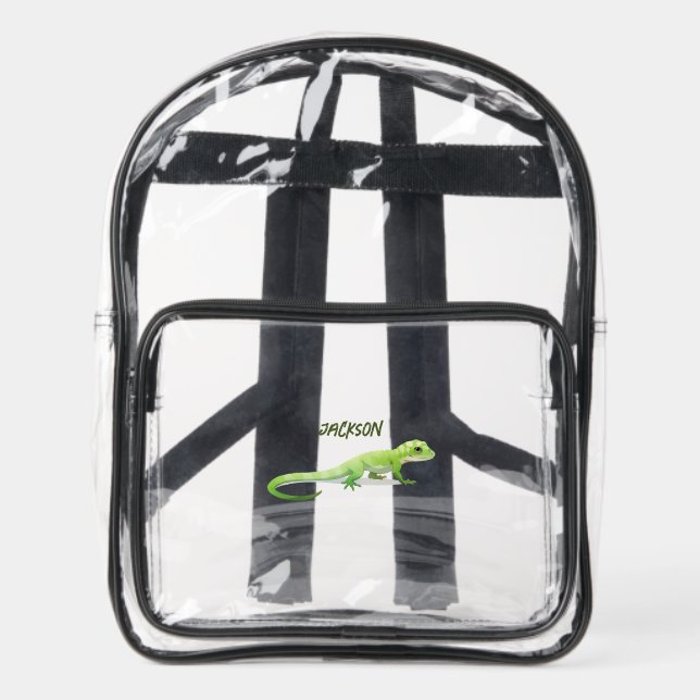 Friendly Lizard With Your Name Clear Backpack (Front)
