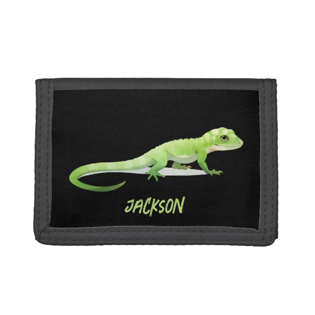 Friendly Lizard With Your Name Trifold Wallet (Front)