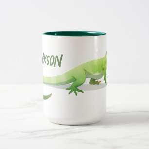 Friendly Lizard With Your Name Two-Tone Coffee Mug