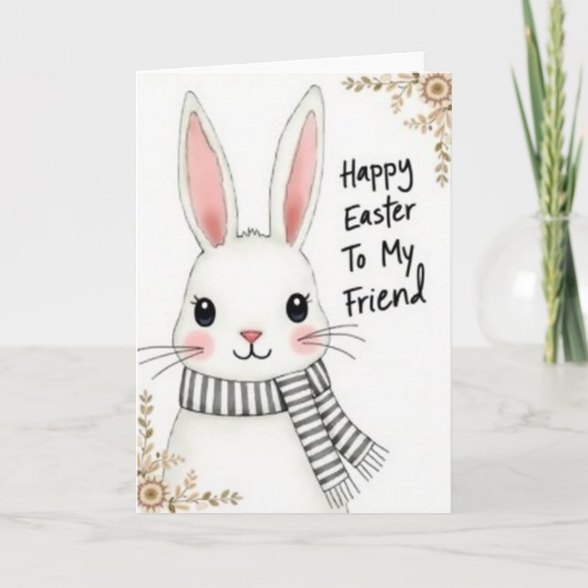 Friendly Long Ear Holiday Card (Front)