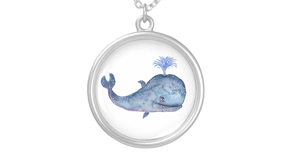 Friendly Looking Blue Whale Silver Plated Necklace Zazzle Com
