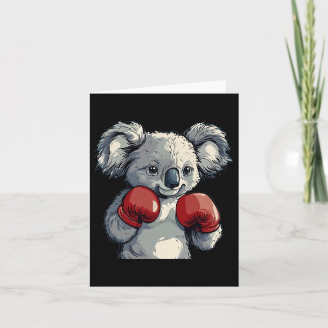 Friendly Looking Koala Bear With Funny Boxing Glov Card (Front)