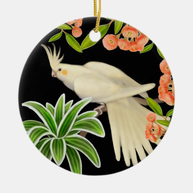 Friendly Lutino Cockatiel Ornament (Front)