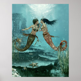 Friendly Mermaids Poster