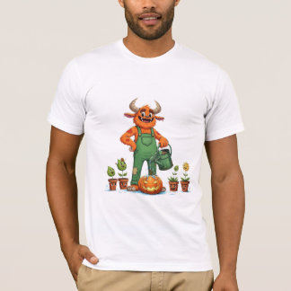 Friendly Monster Gardener with Halloween Pumpkin T-Shirt