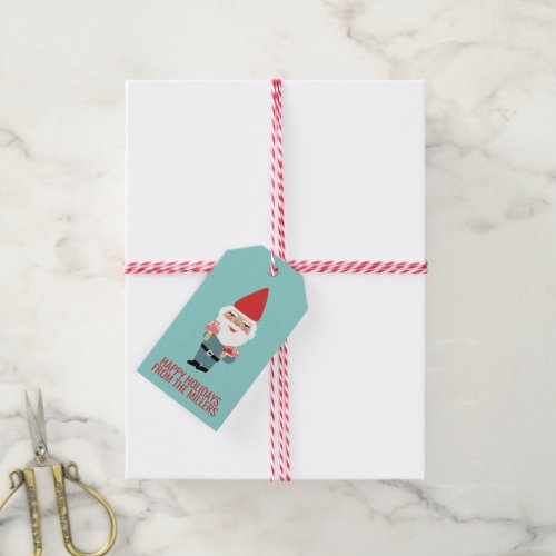 Friendly Mushroom Gnome Santa Holiday Christmas  Gift Tags