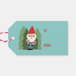 Friendly Mushroom Gnome Santa Trees Christmas Elf Gift Tags