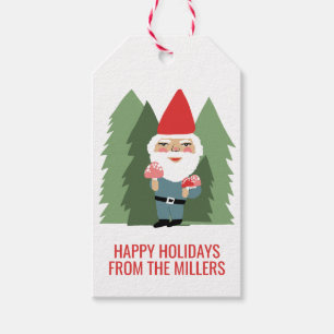 Friendly Mushroom Gnome Santa Trees Christmas Elf  Gift Tags