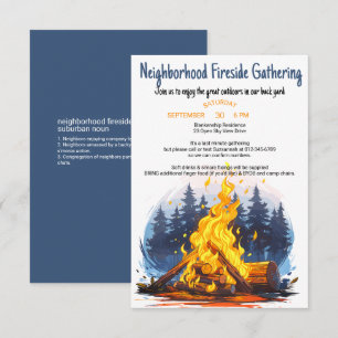 Friendly Neighborhood Fireside Gathering  Invitation
