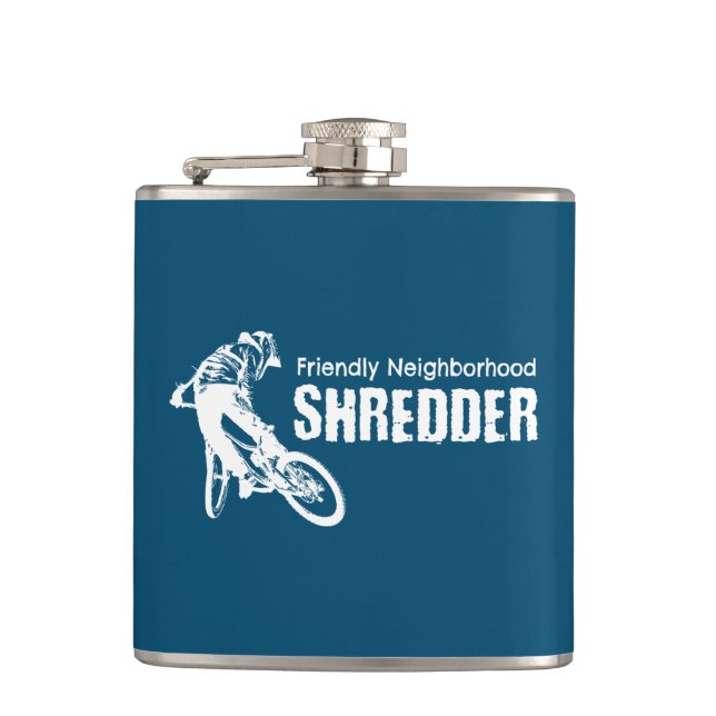 Friendly Neighborhood Shredder Mountain Biking Flask (Front)