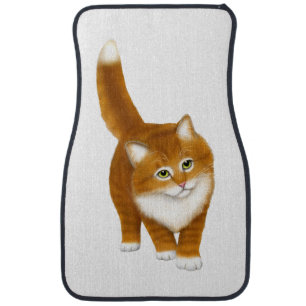 Friendly Orange Tabby Cat Auto Floor Mats