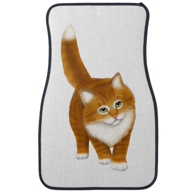 Friendly Orange Tabby Cat Auto Floor Mats (Front)