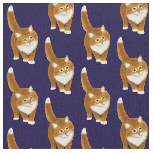 Friendly Orange Tabby Cat Fabric