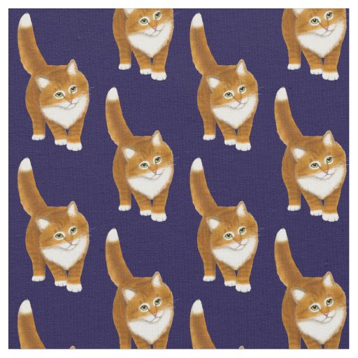 Friendly Orange Tabby Cat Fabric