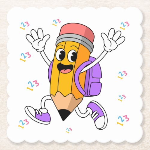 Friendly Pencil Back to School Design. Paper Coaster
