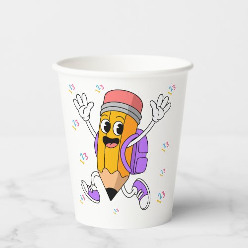 Friendly Pencil Back to School Design. Paper Cups