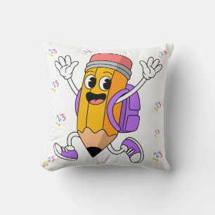 Friendly Pencil Back to School Design. Throw Pillow
